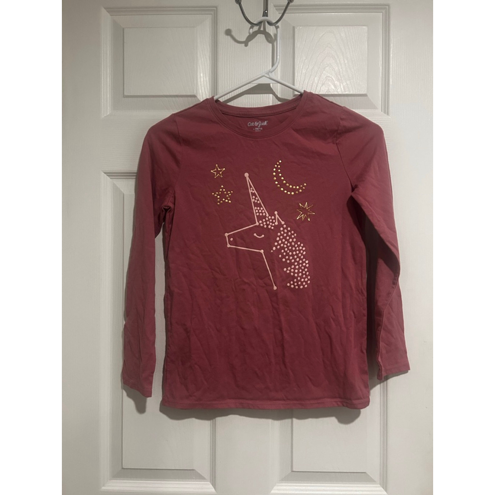 NWOT Cat & Jack Girl’s Pink Graphic Tee Long-sleeve Shirt Sz. L-10/12